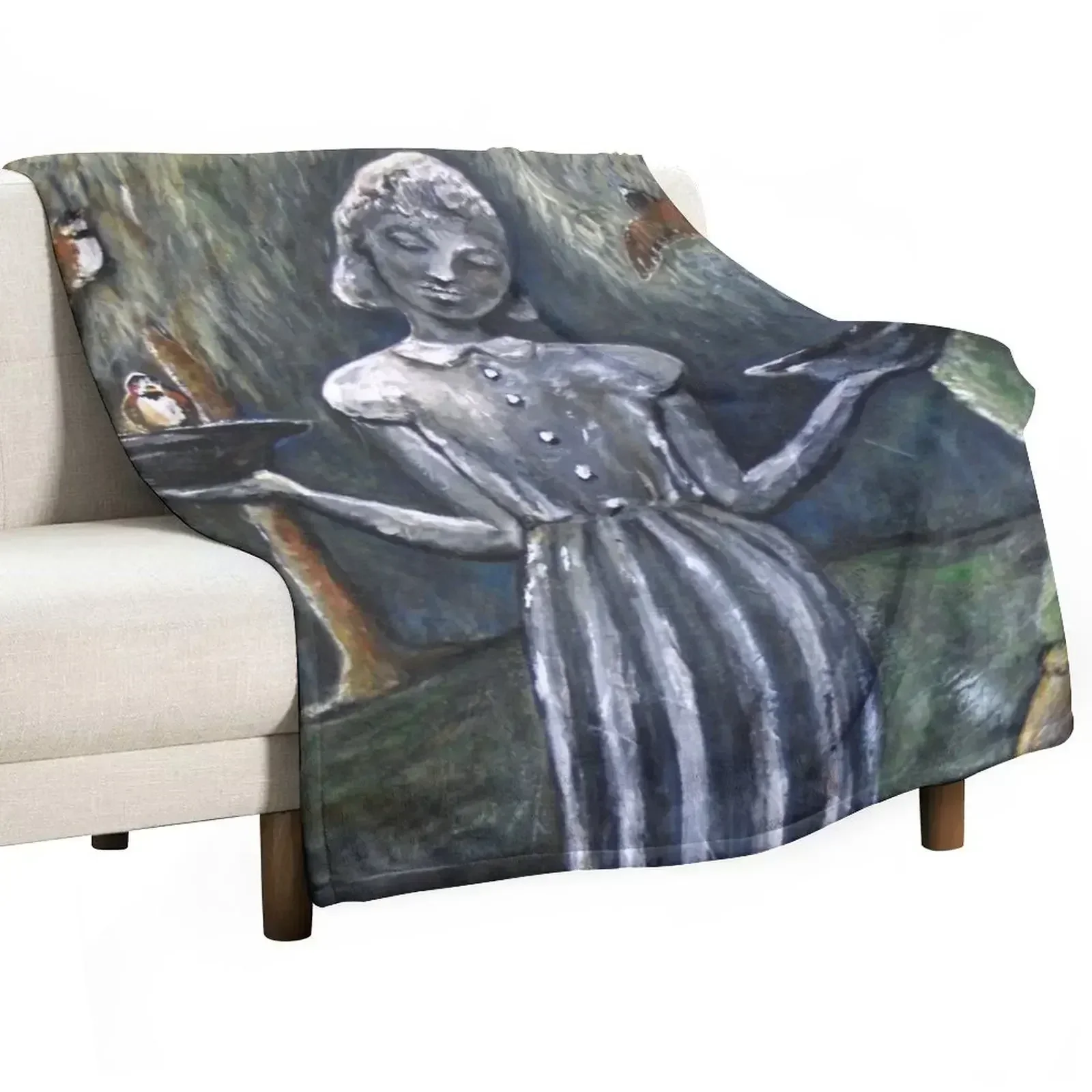 LITTLE WENDY STATUE / Garden of Good and Evil / Cemetery Birdfeeder / Throw Blanket Custom Sofas Polar Blankets