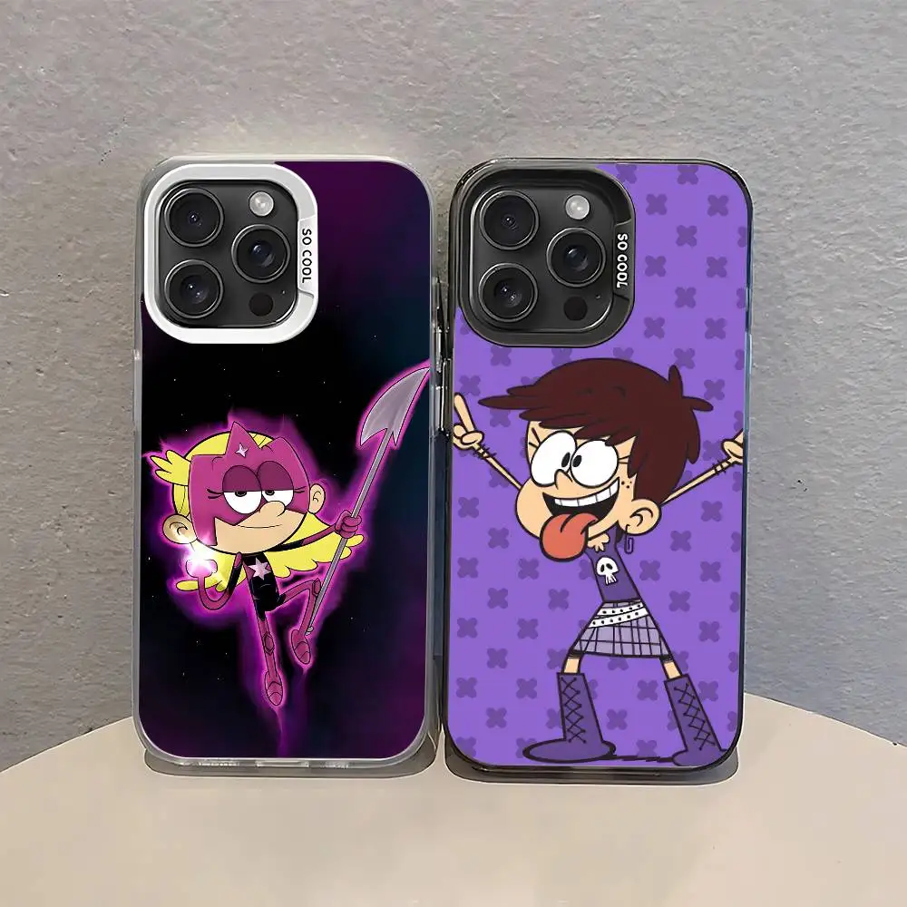 Funda Protectora Antigolpes Plateada de Anime The L-Loud H-House: Carcasa Delgada y Colorida para iPhone 17, 16, 15, 14, 13, 12, 11 Pro Max, Plus