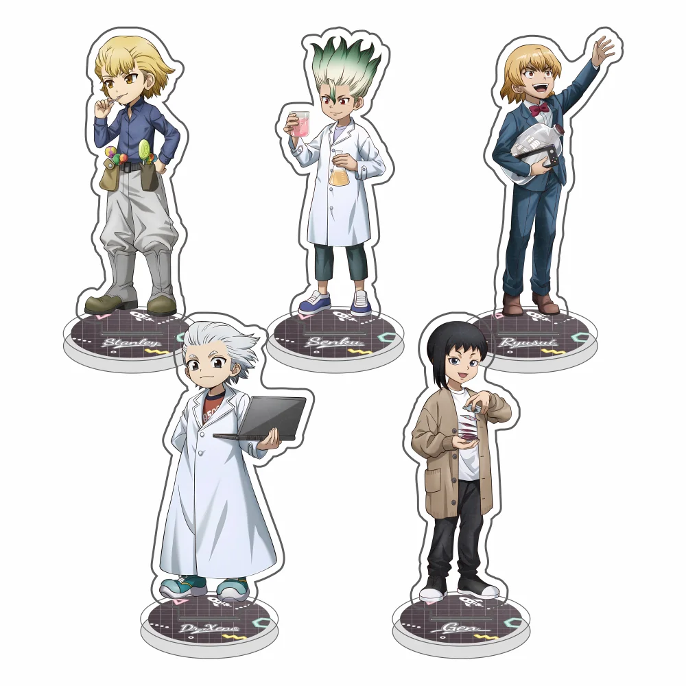 Store Dr.Stone Gen Asagiri Senku Ishigami Idle Style Costume 15cm Acrylic Stand Desktop Decor Fans Charm Anime Gifts