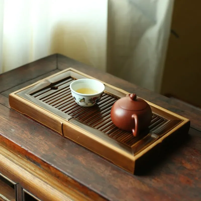 for Large Lacquer Bamboo Pot Bearing Water Storage Dry Brewing Table Simple Square Small Tea Tray for Kung Fu Tea Ceremony