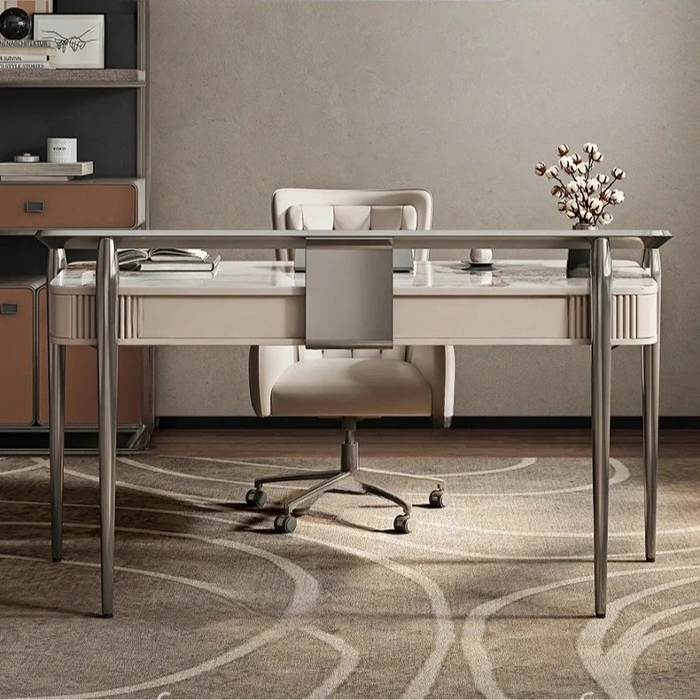 

компьютерный стол итальянский светлый роскошный высококачественный письменный стол из каменной плиты для спальни, современный простой офисный письменный компьютерный стол