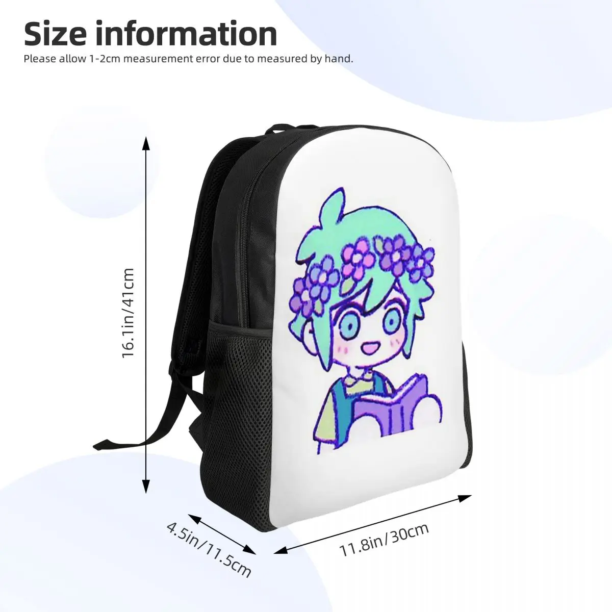 Cute Basil Omori Emote Student Backpack School Bag Hiking Travel Daypack for Men Women Fashion Bookbag Shoulder Bags