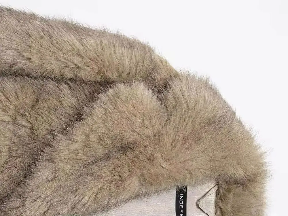 HH Donna Nuovo Inverno Tasche con risvolto Pelliccia artificiale Cappotto con temperamento ispessito Manica lunga Bottone nascosto Solido Giacca corta morbida