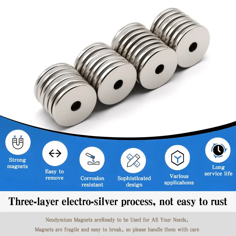 25x3-5mm Super Powerful Round With Holes Magnet Neodymium Magnet NdfeB N35 Strong Permanent Magnetic imanes Refrigerator Magnet