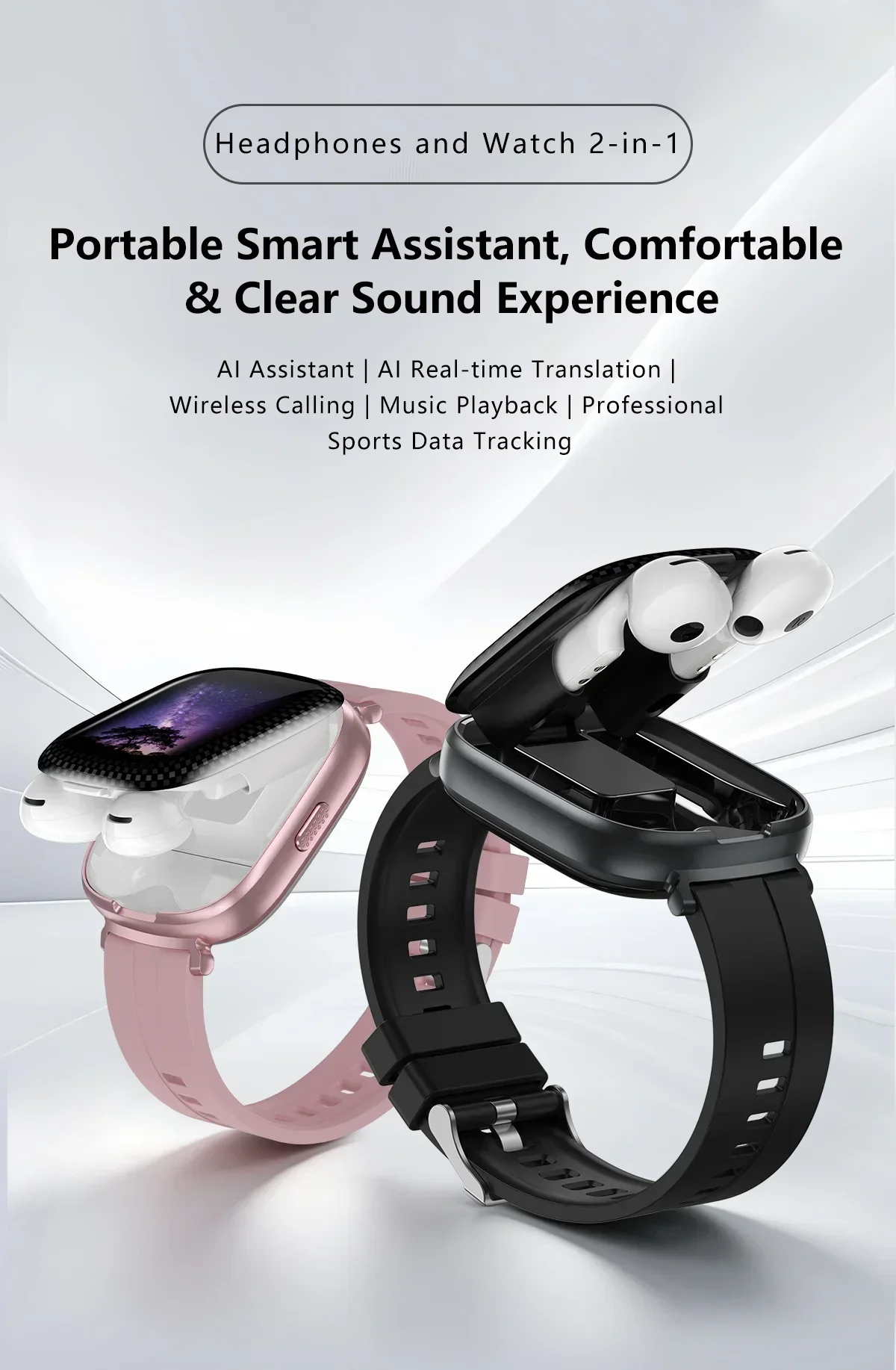 Smartwatch with Built-In Earbuds and 1.88-Inch Curved TFT Display description 1