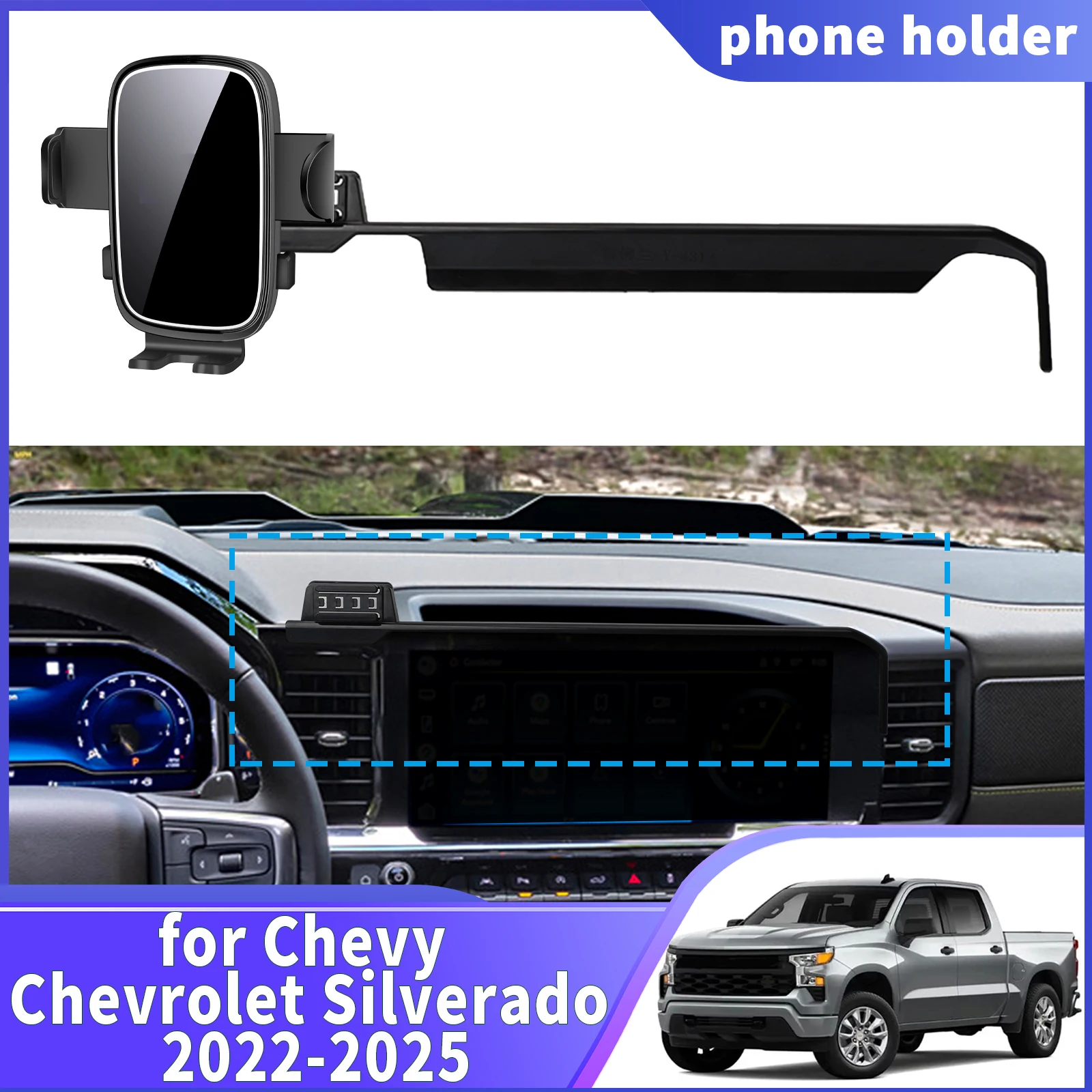 

fit for Chevy Chevrolet Silverado 2022 2023 2024 2025 1500 2500 3500 Navigation Phone Holder Mount Customized Car accessoires