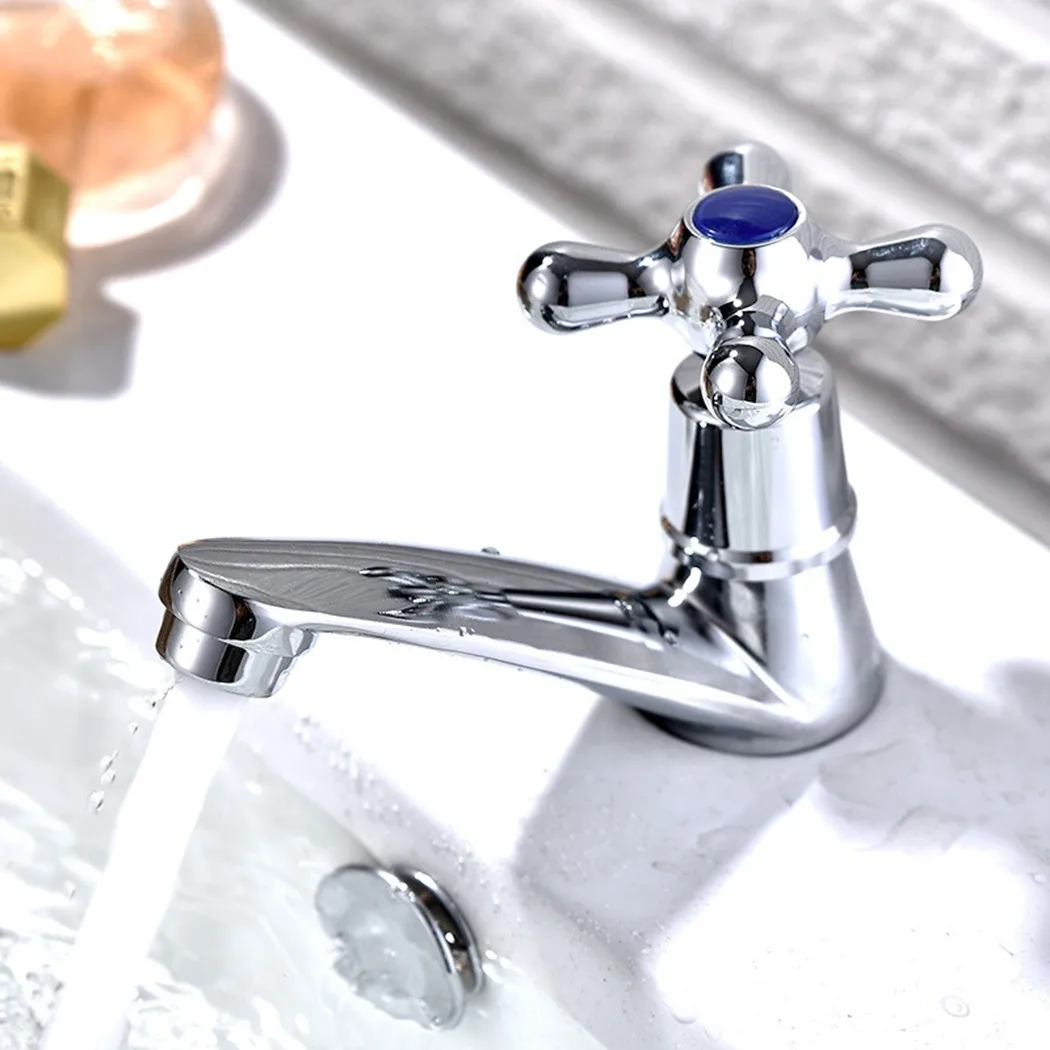 Practical High Quality New Basin Tap Water Faucet Zinc Alloy Accessories Bathroom Chrome Cold Taps Knobs Silver