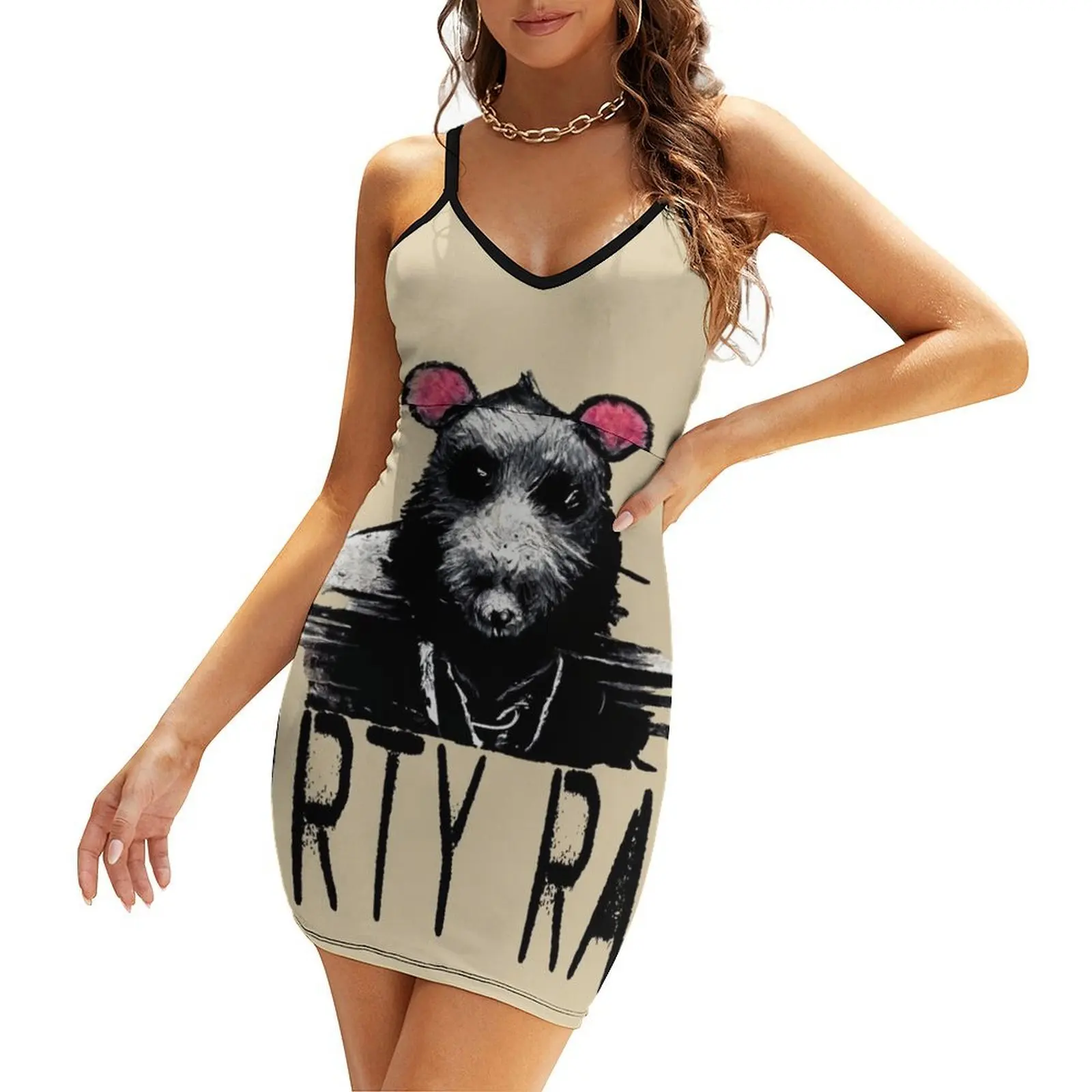 

Dirty Rat, Graffiti Print Sling Dress dresses for prom evening dresses ladies Woman clothing