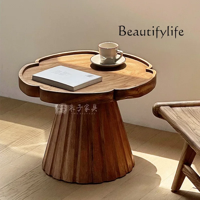 NJ K BJ Old Elm Round Stump Sofa Edge Few Designer Furniture Medieval Creative Solid Wood Flower Coffee Table