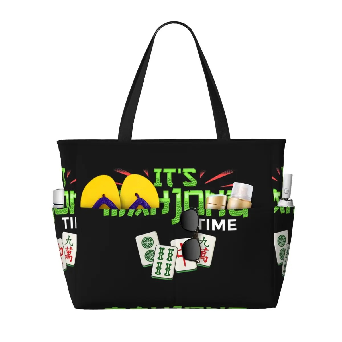 

Mahjong Game Mah Jongg Online Player Tiles Beach Tote Bag Sport Gym Yoga Duffle Large Tote Bag Women Travel Bag Fitness bag
