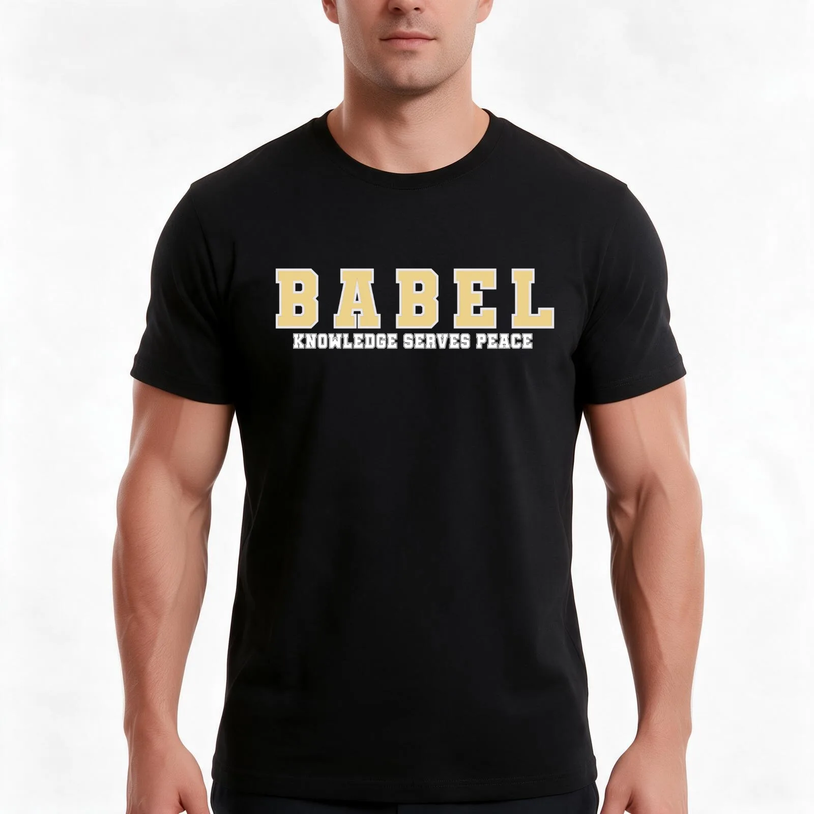 Babel T-Shirt, Summer Casual Cotton Tee, Oversized Streetwear Tops, Vintage Graphic Print, Loose Fit Short Sleeve, 100% Cotton