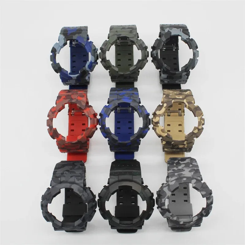 For Casio G-SHOCK GA100 GA110 GA120 | Camouflage MilitaryStyle Integrated Bezel & Strap Set Premium Resin Replacement Watch Band