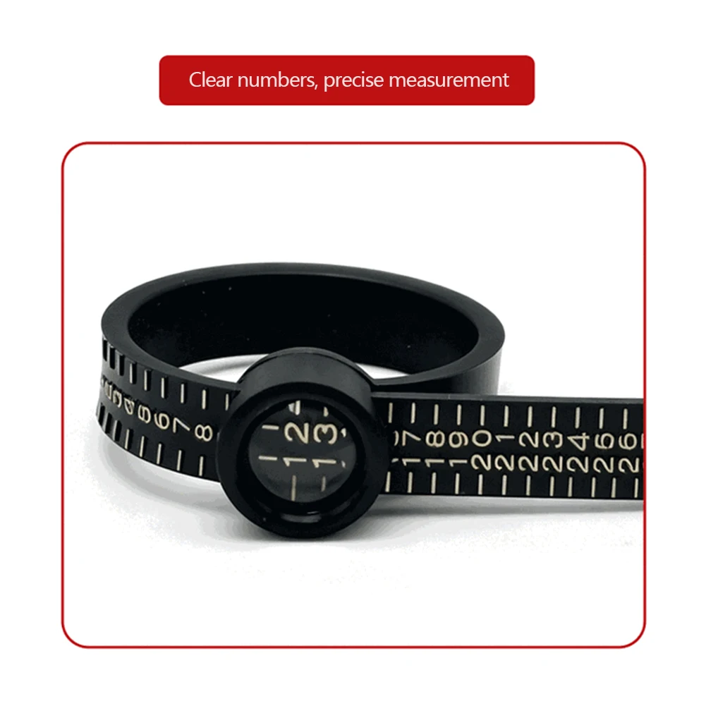 Adjustable Finger Measuring Tape Sizer With Magnifier Multi Standard US UK EU HK Japan Korea Reusable Jewelry Sizing Tool