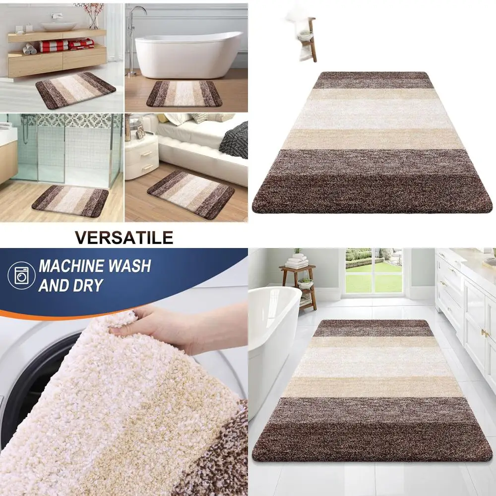 

Soft Microfiber Bath Mat 70x46cm, Anti-Slip Rubber Backing, Fast Drying, Machine Washable for Bathroom, Tub, Shower, Brown