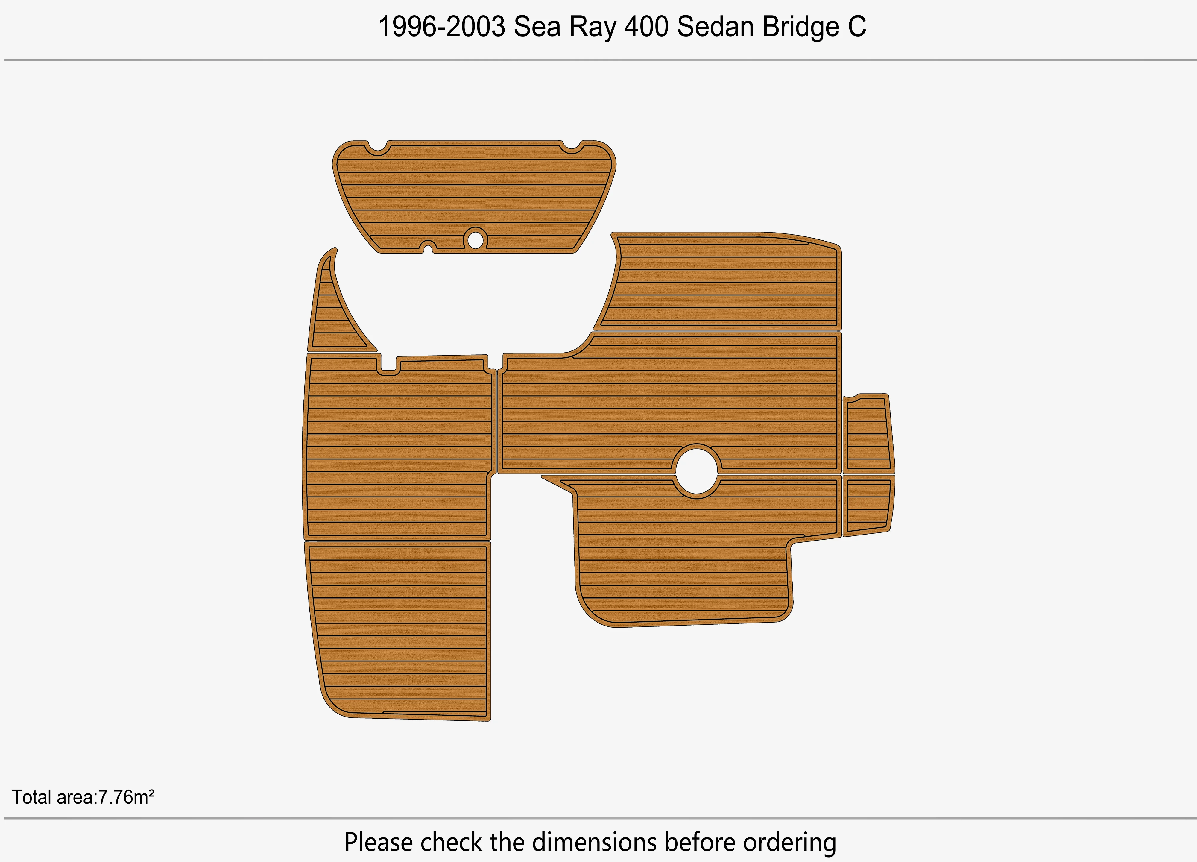 Anti-Skid EVA Self-Adhesive 6mm Boat Decking Pad for 1996-2003 Sea Ray 400 Sedan Bridge Durable Marine Flooring