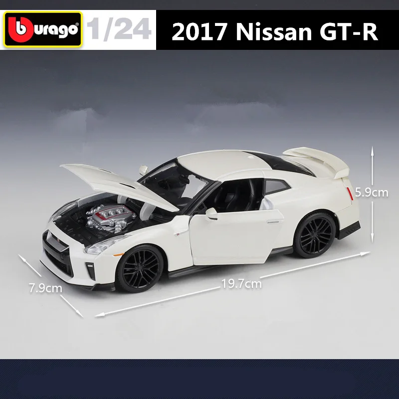 Bburago-nissan-アーニーラインgtr r35合金レーシングカーモデル,ダイキャストメタル,スポーツカー,ハイシミュレーション,子供のおもちゃ,ギフト,1:24