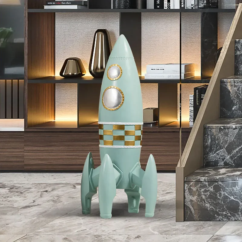 Nordic Space Rocket Large Landing Ornament,Resin Statue,Room Decorations,Interior Sculpture,Crafts,Home Decor