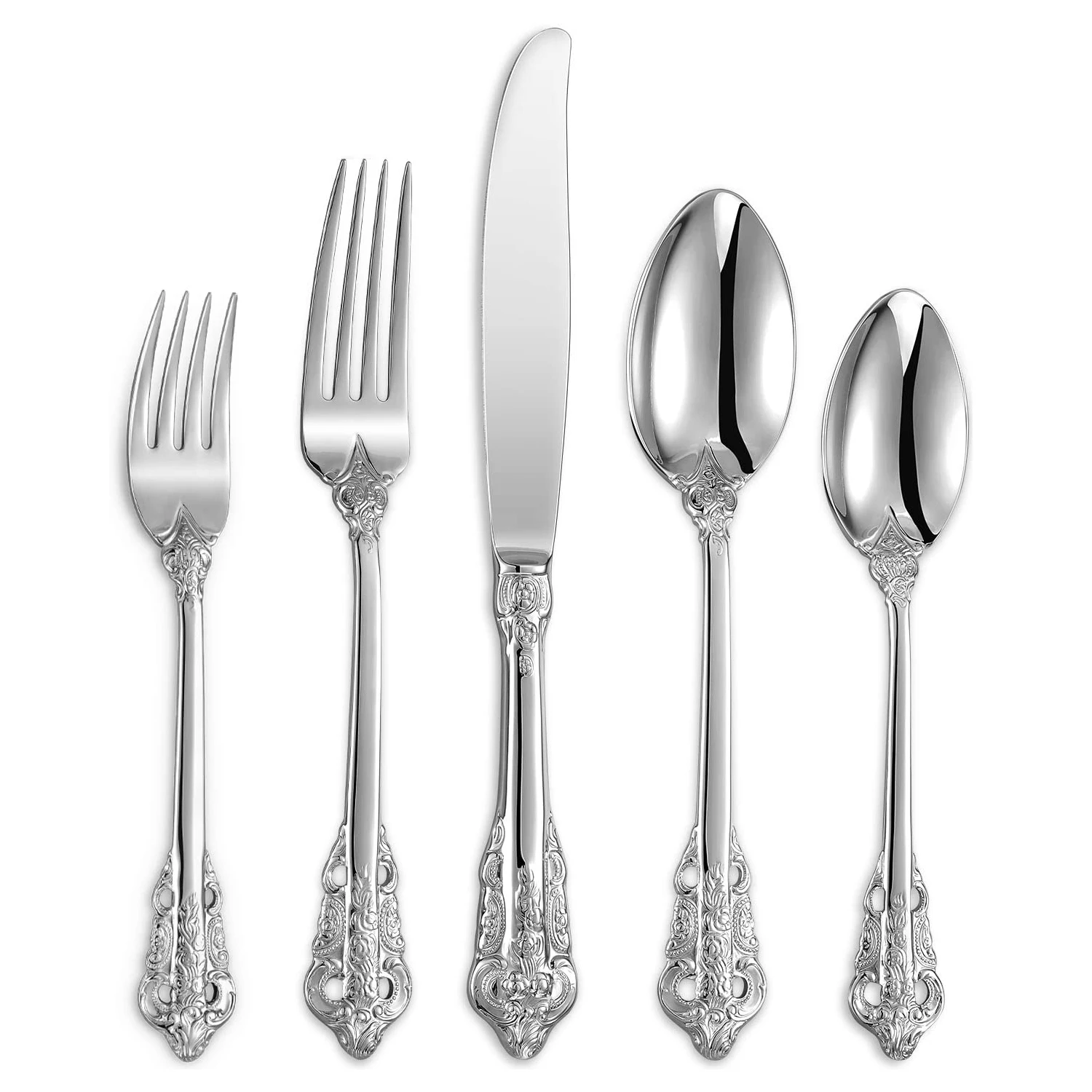 Baroque Royal Vintage Silverware Stainless Steel Flatware  Luxury Wedding Cutlery Set