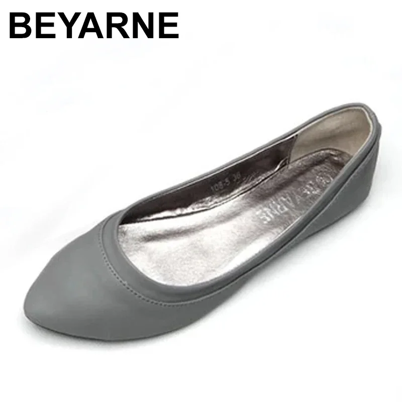 BEYARNELarge Formato 41 Scarpe Donna di Autunno della Molla Appartamenti di Balletto Delle Signore Ballerine Scarpe di Cuoio delle Donne