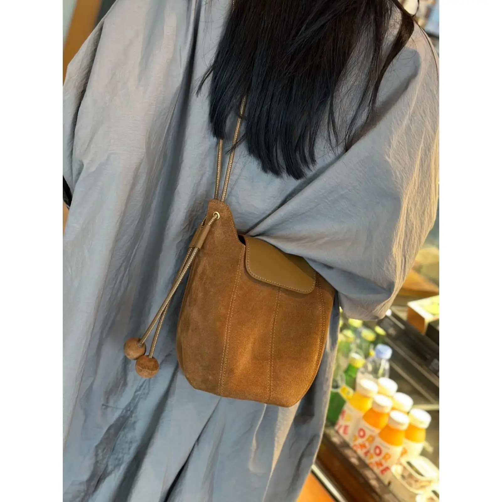 Retro Suede Pumpkin Shaped Women's Shoulder Bag Commuter Versatile Bag Trendy Crossbody Bag Fashionable And Practical