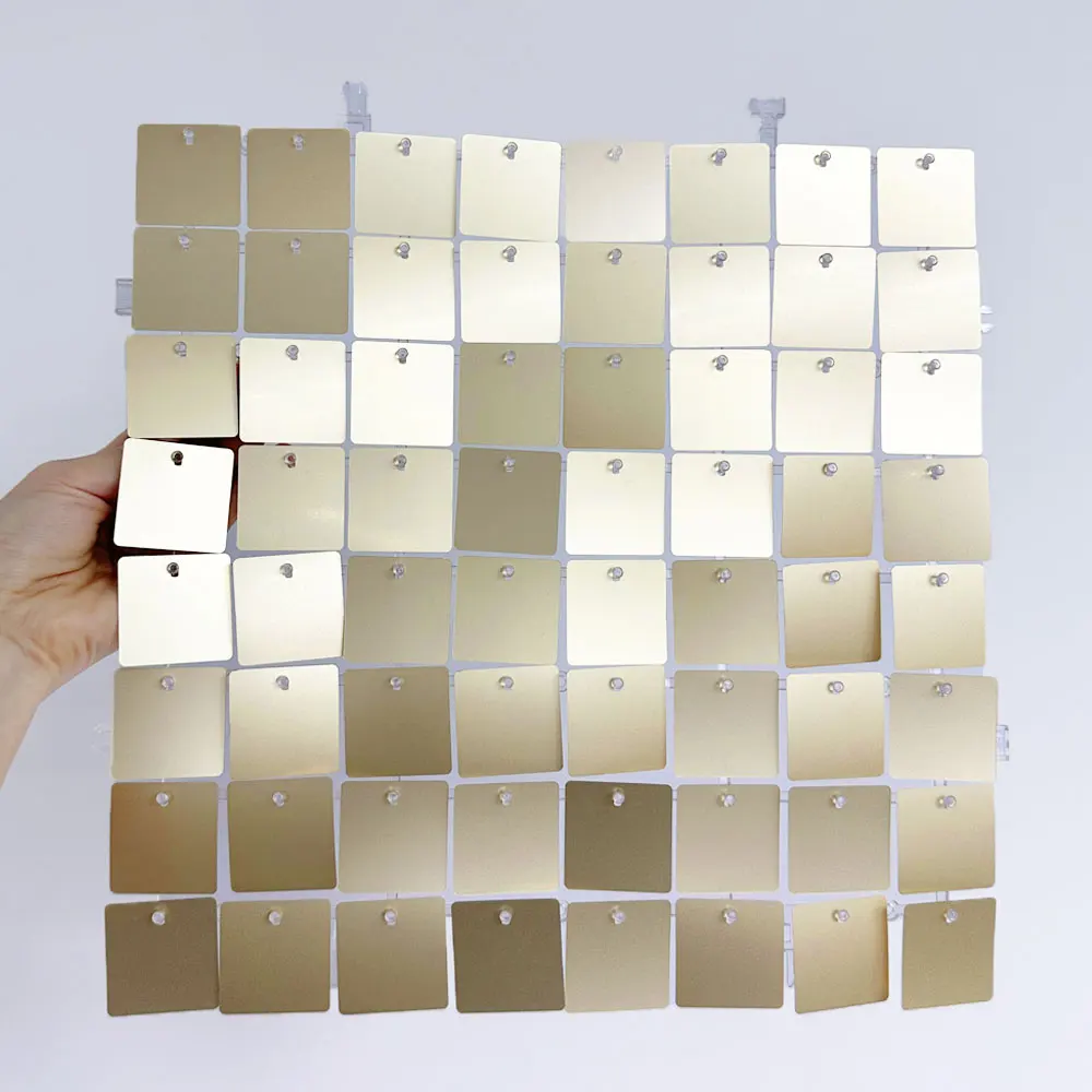 12-49pcs Matte Beige Gold Shimmer Backdrop Wall Panels Matte Champagne Gold Large Suqare Sequin Panel for Wedding Birthday Graduation Anniversary Party Decor Favor