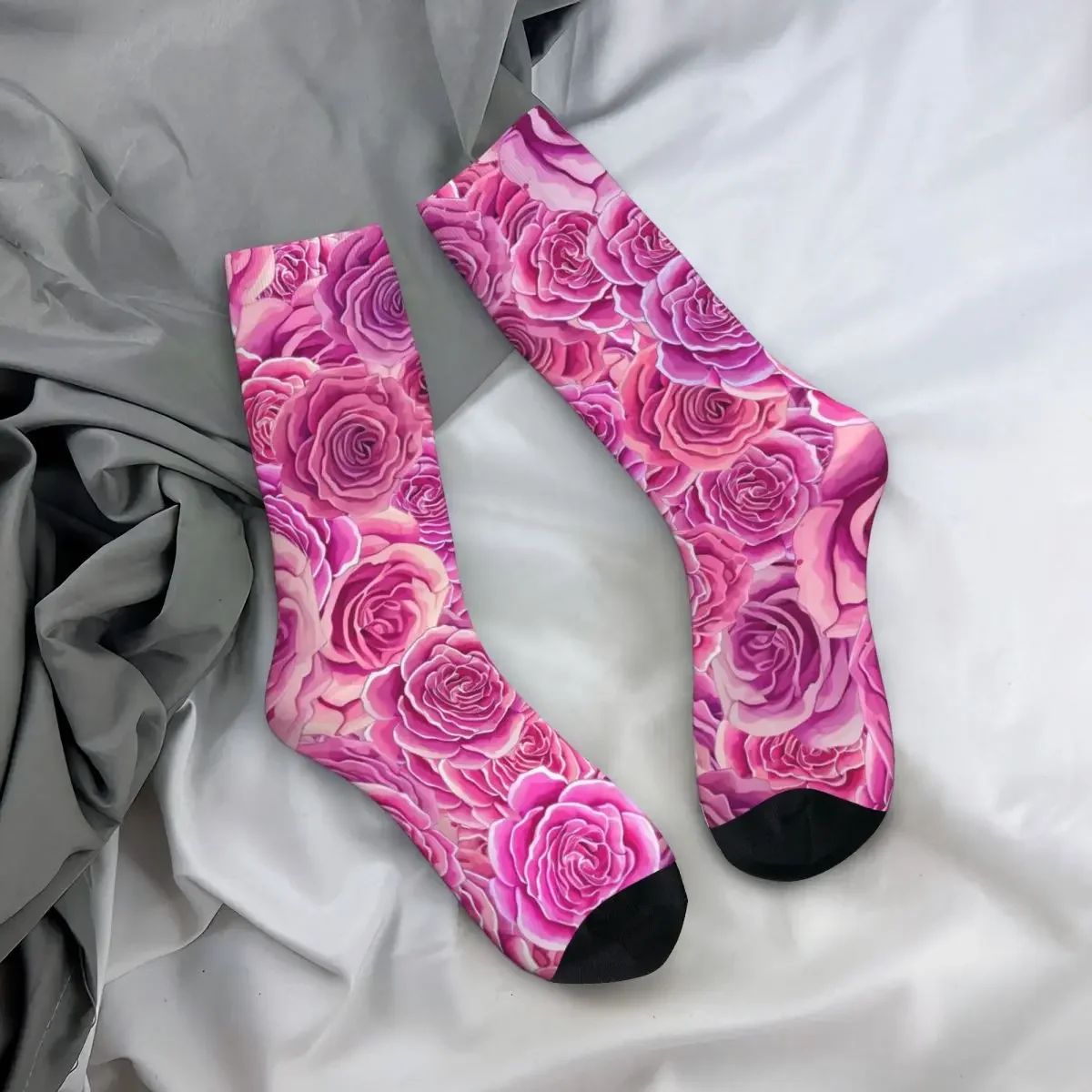 Rozen Bloemen Kousen Roze Bloemen Print Trendy Sokken Herfst Anti Slip Vrouwen Mannen Hardlopen Sport Hoge Kwaliteit