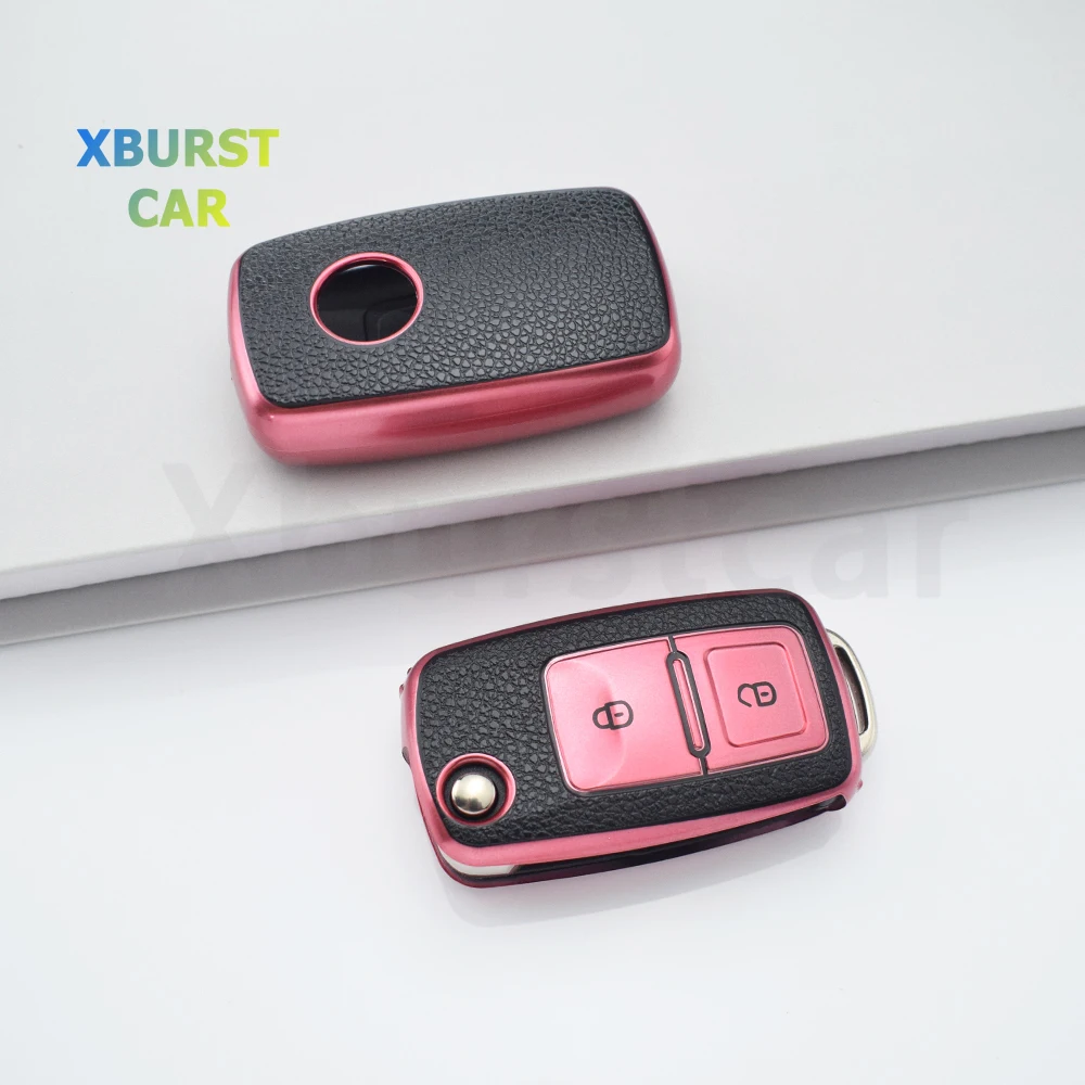 2/3 Buttons Shell Fob For VW Volkswagen MK4 Bora Jetta Passat Polo Bora Touran Skoda Seat Golf 4 5 6 TPU Car Key Case Cover