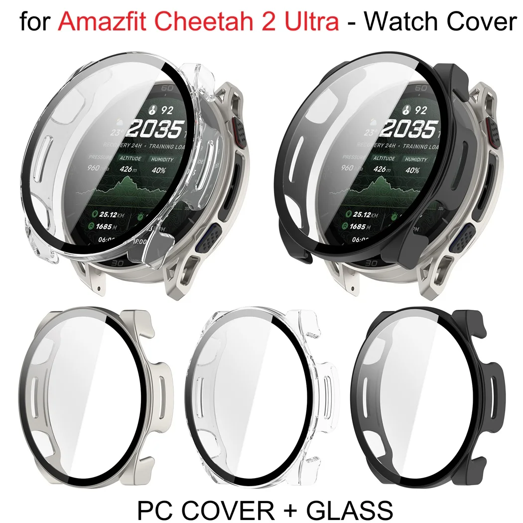 30PCS Capa Protetora de PC para Smartwatch Amazfit Cheetah 2 Ultra A2441, Capa Protetora Completa com Protetor de Tela de Vidro Temperado