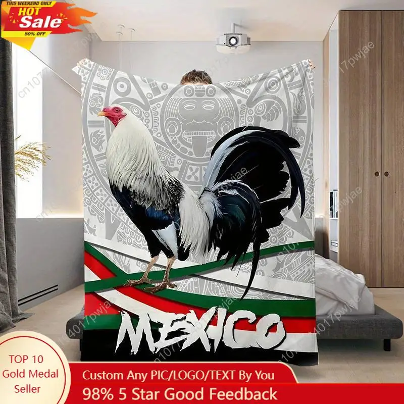 

Cozy Rooster Pattern Print Blanket - Soft, Warm, And Lightweight For Sofa, Bed, Office, Camping, Travel, And Home Decor - Perfec