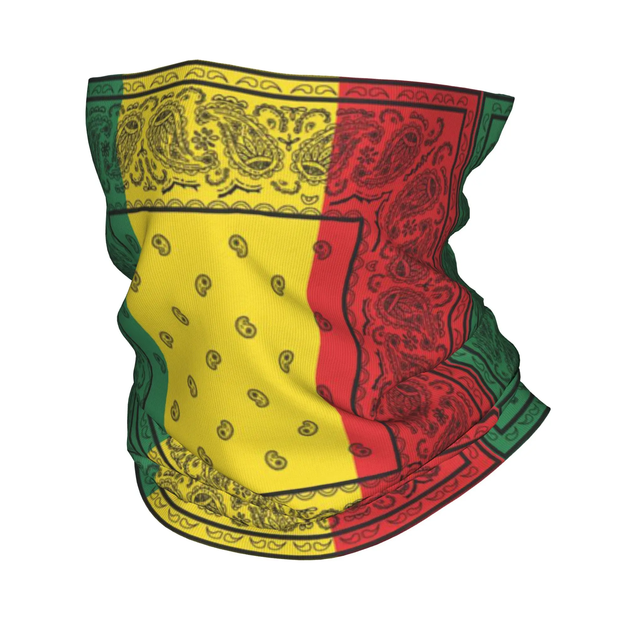 African Rasta Jamaican Paisley Bandana Neck Gaiter Printed Magic Scarf Cycling Scarf Outdoor Sports for Men Women All Season - view 3