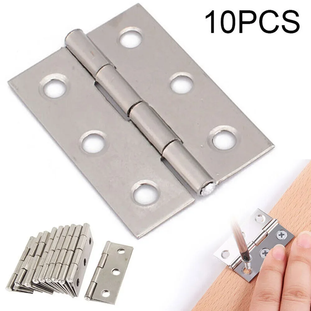 

10Pc Stainless Steel Hinges 2 Inch 6 Mount Holes Universal Door Hinge Connector Furniture Drawer Cabinet Fitting Hinge Hardware