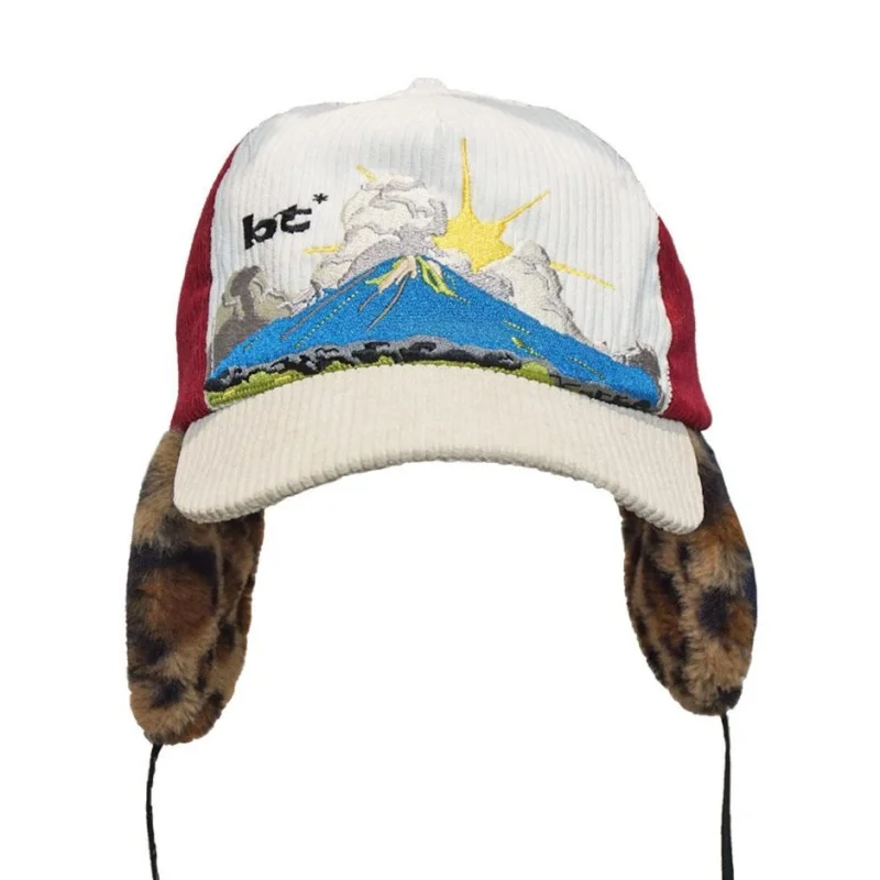 Autumn Winter Super Warm Retro Contrasting Ear Protect Hat American Street Lei Feng Hats Leopard Earflap Embroider Mountain Cap
