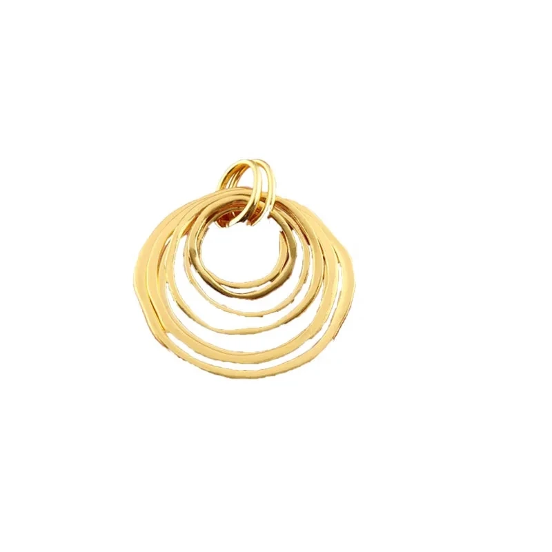 10pcs Gold Color Plated Large Multi-Circles Moveable Round Charms Pendants For DIY Necklace Jewelry Making Accessories