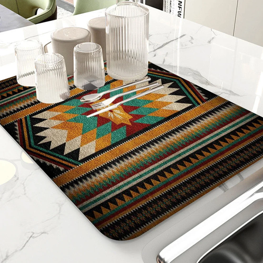 Marble Kitchen Dish Drainer Mat Antiskid Draining Mat Coffee Maker Drain Pad Quick Dry Tableware Mat Kitchen Absorbent Placemat