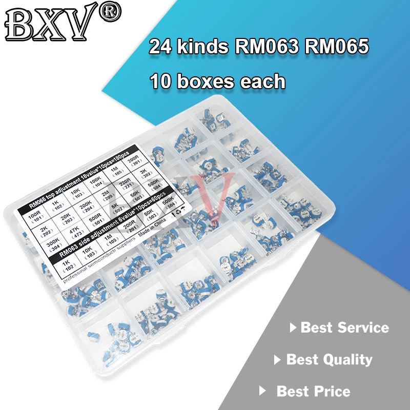 

240 шт./компл. RM065 24 значения RM063 углеродная пленка горизонтальная тройка 100R-2 м набор потенциометров переменный резистор в bxv
