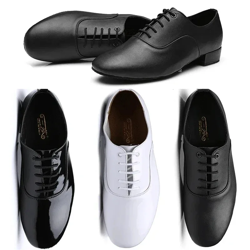 

Discount New High Quality White Black PU Leather Men's Ballroom Dance Shoes/ Salsa Tango Dance Shoes/ Latin Dance Shoes Men