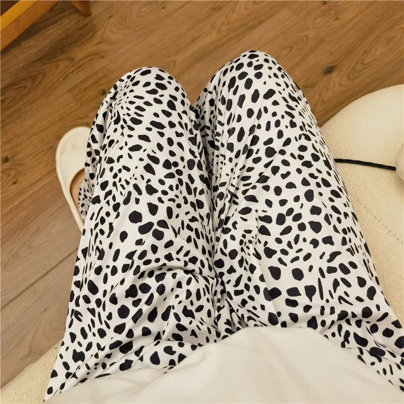 Spring and Autumn Korean Version Sleeping Pants for Women's Loose Summer Home Casual Pants Leopard Print Girl Pajama Pants