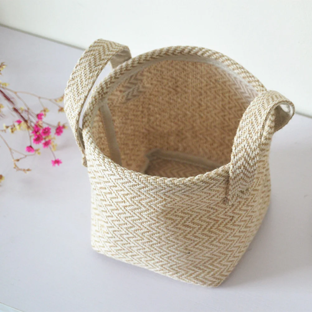 

Woven Linen Storage Basket Small Size Thick Eco-Friendly Desktop Cloth Storage Organizer Cube Closet Organizer Cube