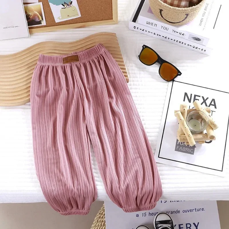 Summer Thin Breathable Prevent Mosquito Candy Color Kids Boys Girls Baby Pants