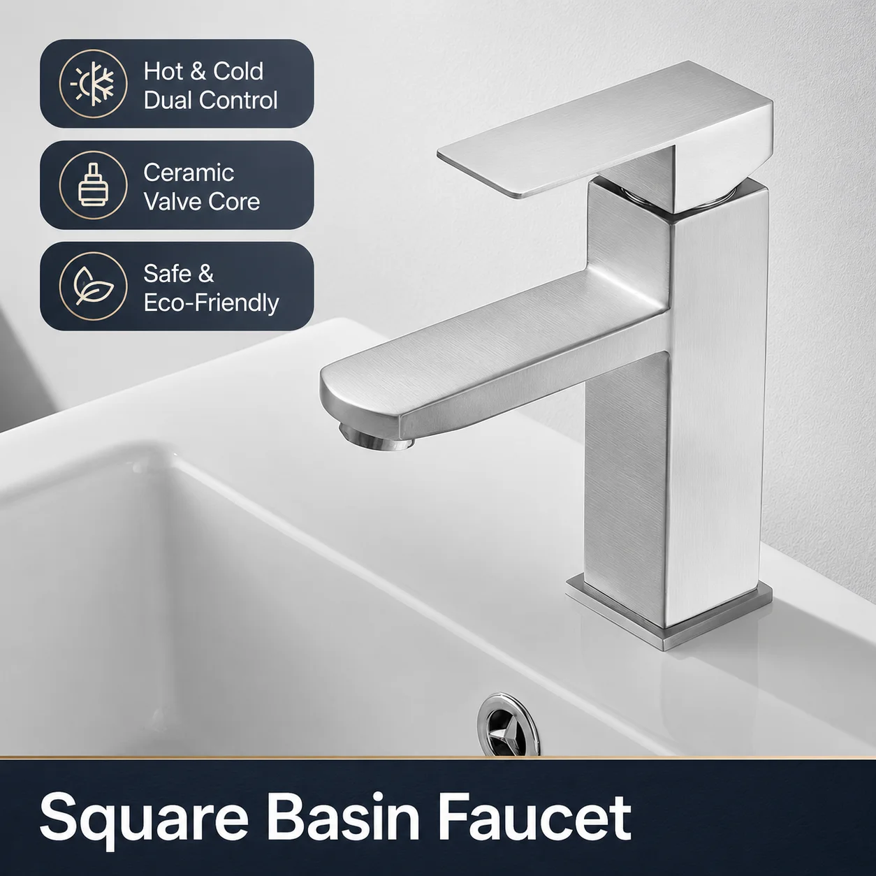 

Stainless Steel Bathroom Sink Faucet Hot Cold Mixer Tap Single Handle Washbasin Water Tap for Bathroom Vanity