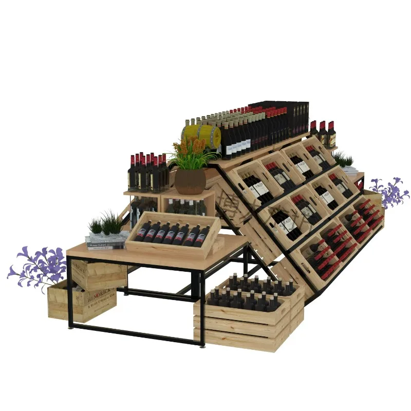 Custom-made wine shelf wine display shelf supermarket winery shelves stacked display shelf Nakajima commercial Boda