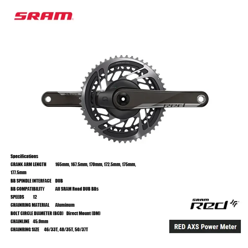 SRAM RED AXS Power Meter chainwheel set Power meter is fully integrated into the chainring set for lighter weight