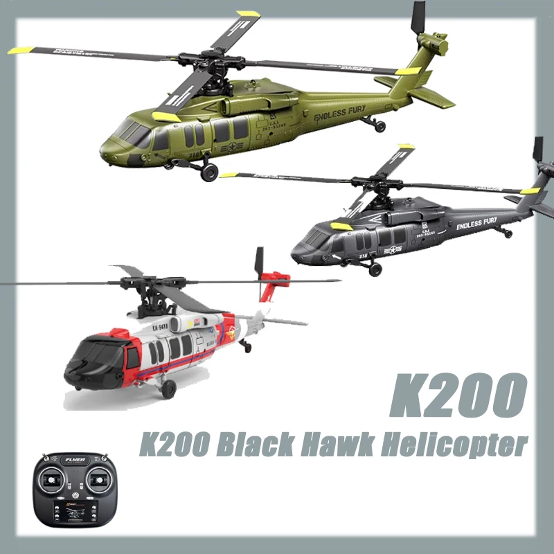 

K200 Black Hawk Helicopter 6CH Brushless Inverted Flight Stunt Remote-Control Helicopter with 6axis Gyro RC Plane Car Boy Gifts