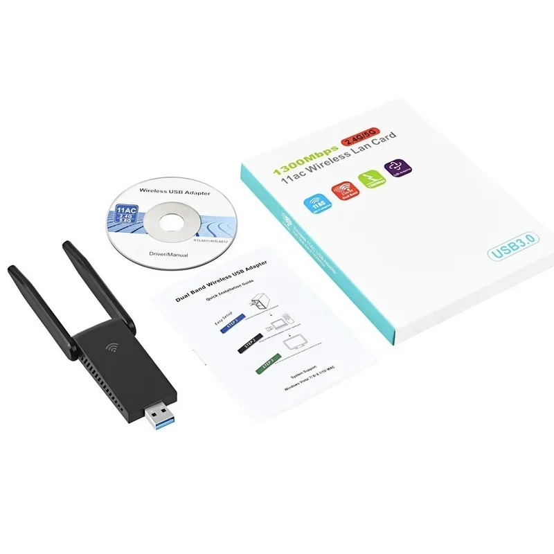 Adattatore WiFi USB 3.0 scheda di rete Wireless 1200Mbps 802.11 Ac scheda di rete Wireless WiFi con Antenna girevole per Computer PC