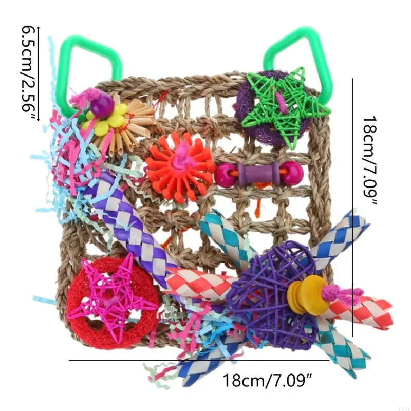 KX4B Seagrass Foraging Toy Natural Rope Forage Chew Hanging for Conures