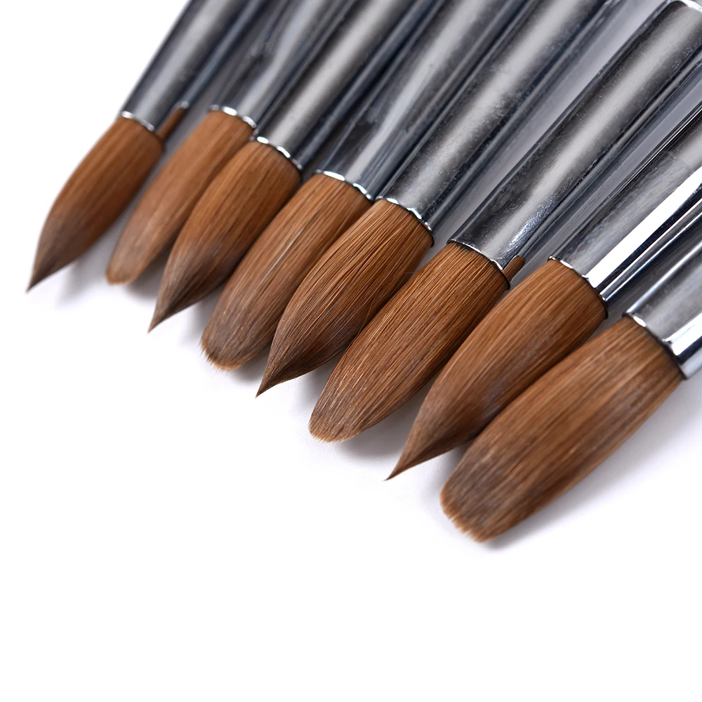 Kolinsky – brosse à ongles avec manche en bois, pour manucure, Gel 3D, poudre liquide acrylique, sculpture sur Gel, stylo à dessin, 1 pièce