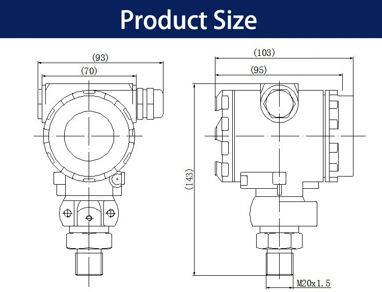 ZA-P2088 Pressure Sensor Transmitter 4-20mA RS485 LED&LCD Display Water Oil Fuel Air Pressure Transducer 0-1Mpa 20bar 100bar