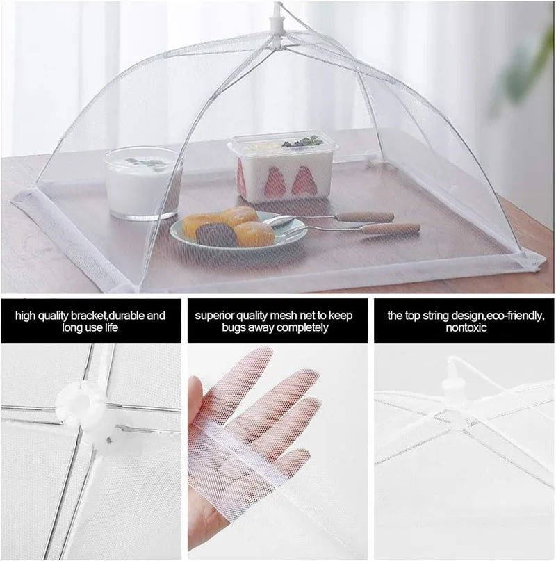 Foldable Umbrella Mesh Food Cover Anti-mosquito Meal Cover Net Lace Portable Picnic Protect Dish Cover Food Lid Kitchen Tools