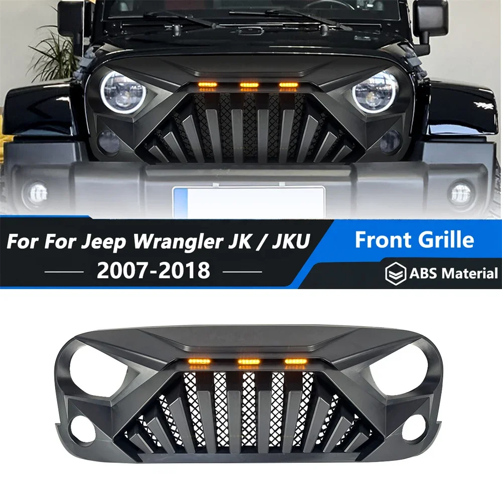 For Jeep Wrangler JK JKU 2007 2008 2009 2010 2011 2012 2013 2014 2015 2016 2017 2018 Goliath Grille ABS Fang Offroad Jeep