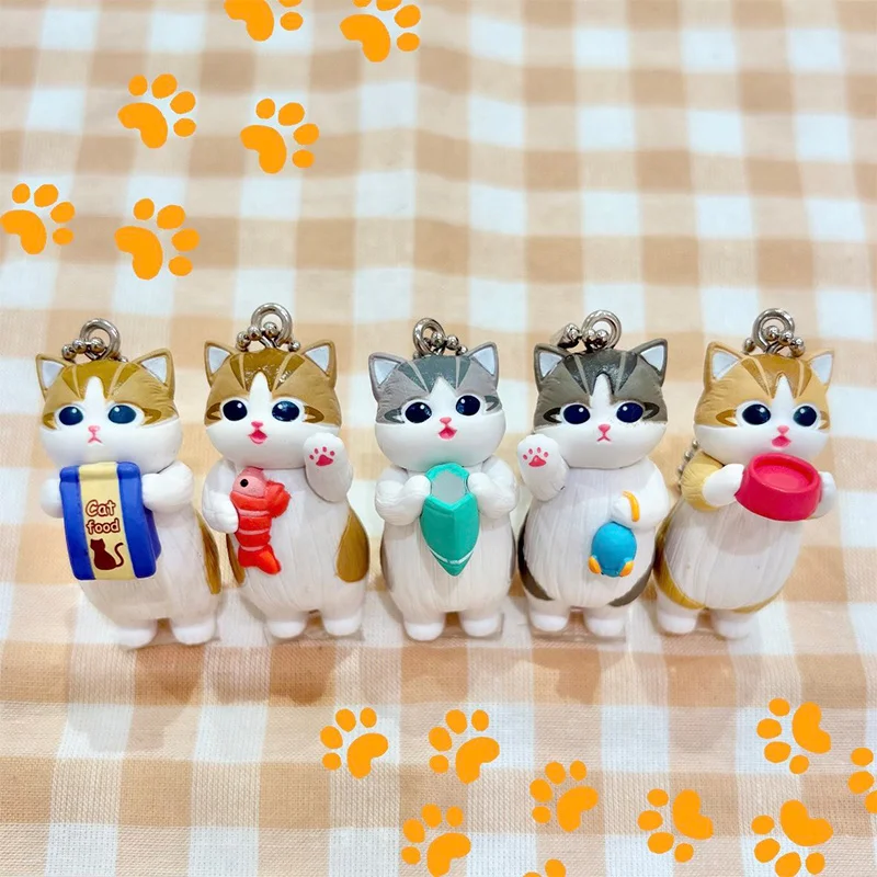 

Брелок Mofusand Kawaii Cat, слепая коробка, милая аниме-фигурка, подвеска, игрушка-подставка, стильная фигурка с поза еды, коллекционный подарок
